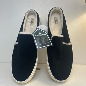 STAHEEKUM Women's 10 Cozy Camp Fur Suede Slip-On Mule Warm Fuzzy Winter Shoes